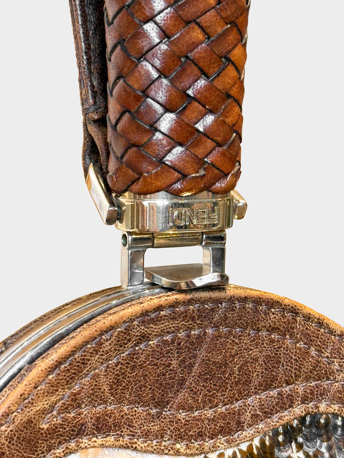 Fendi SS 2005 Limited-Edition Brown Leather and Multicolored Sequins Spy Clutch