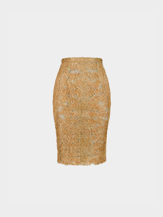 Gianfranco Ferre 1980s Gold Raffia Skirt