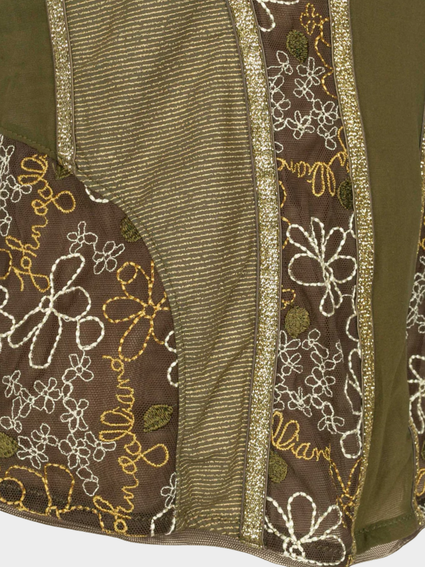 John Galliano 2000s Army Green Bustier Top