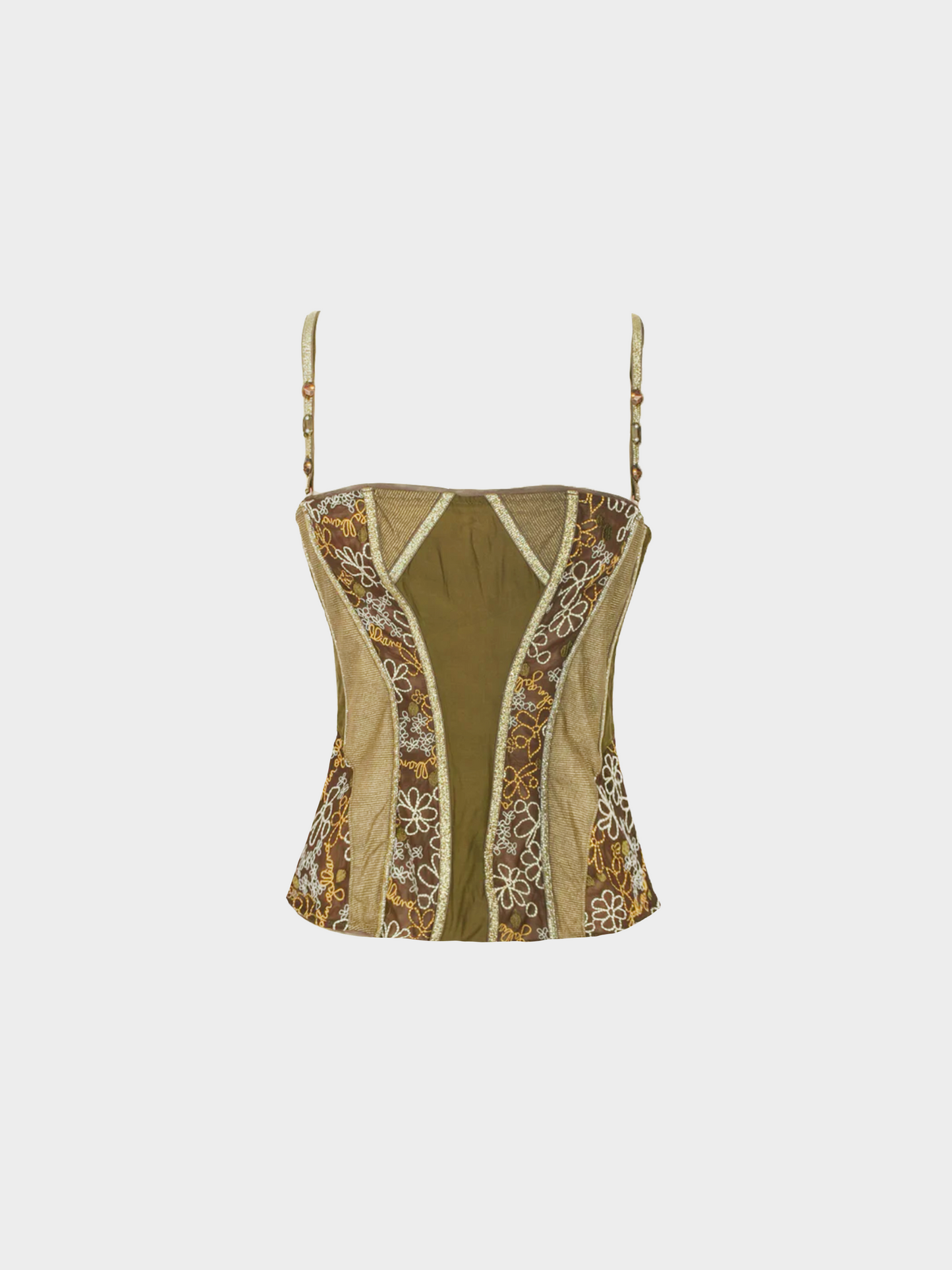 John Galliano 2000s Army Green Bustier Top