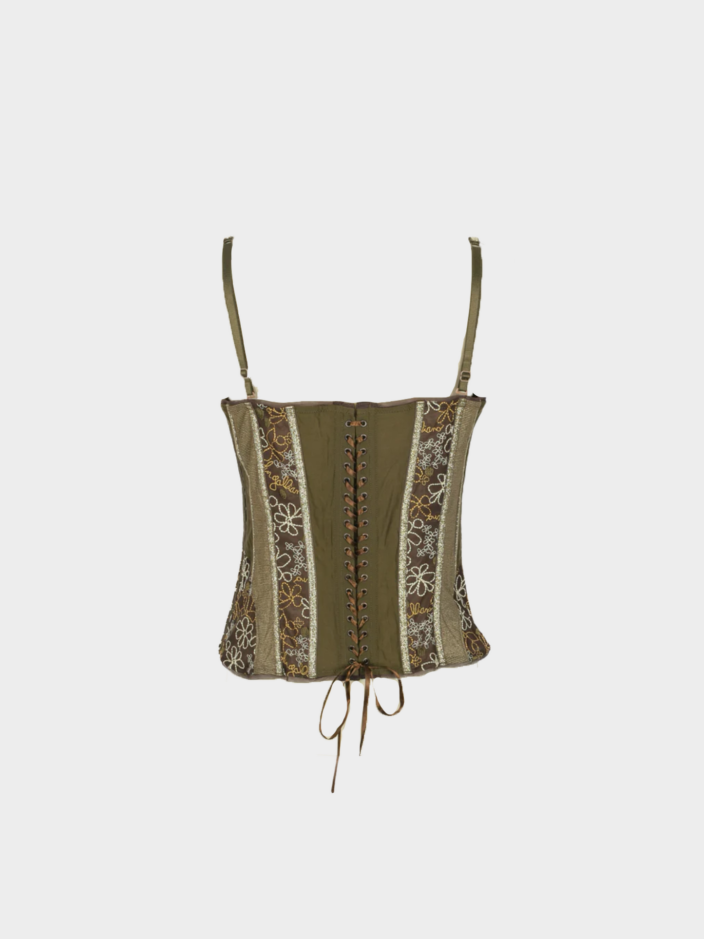 John Galliano 2000s Army Green Bustier Top