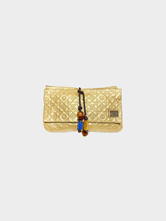 Louis Vuitton FW 2009 Metallic Gold Leather Monogram African Queen Clutch