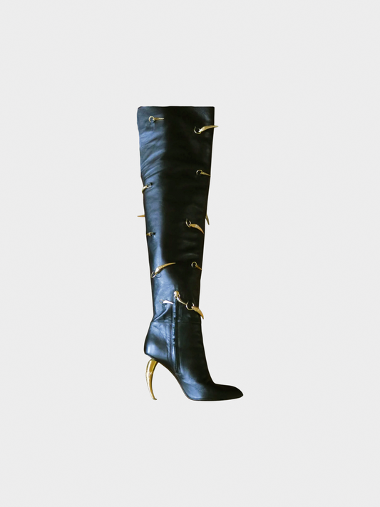 Roberto Cavalli 2000s Runway Black Knee High Boots