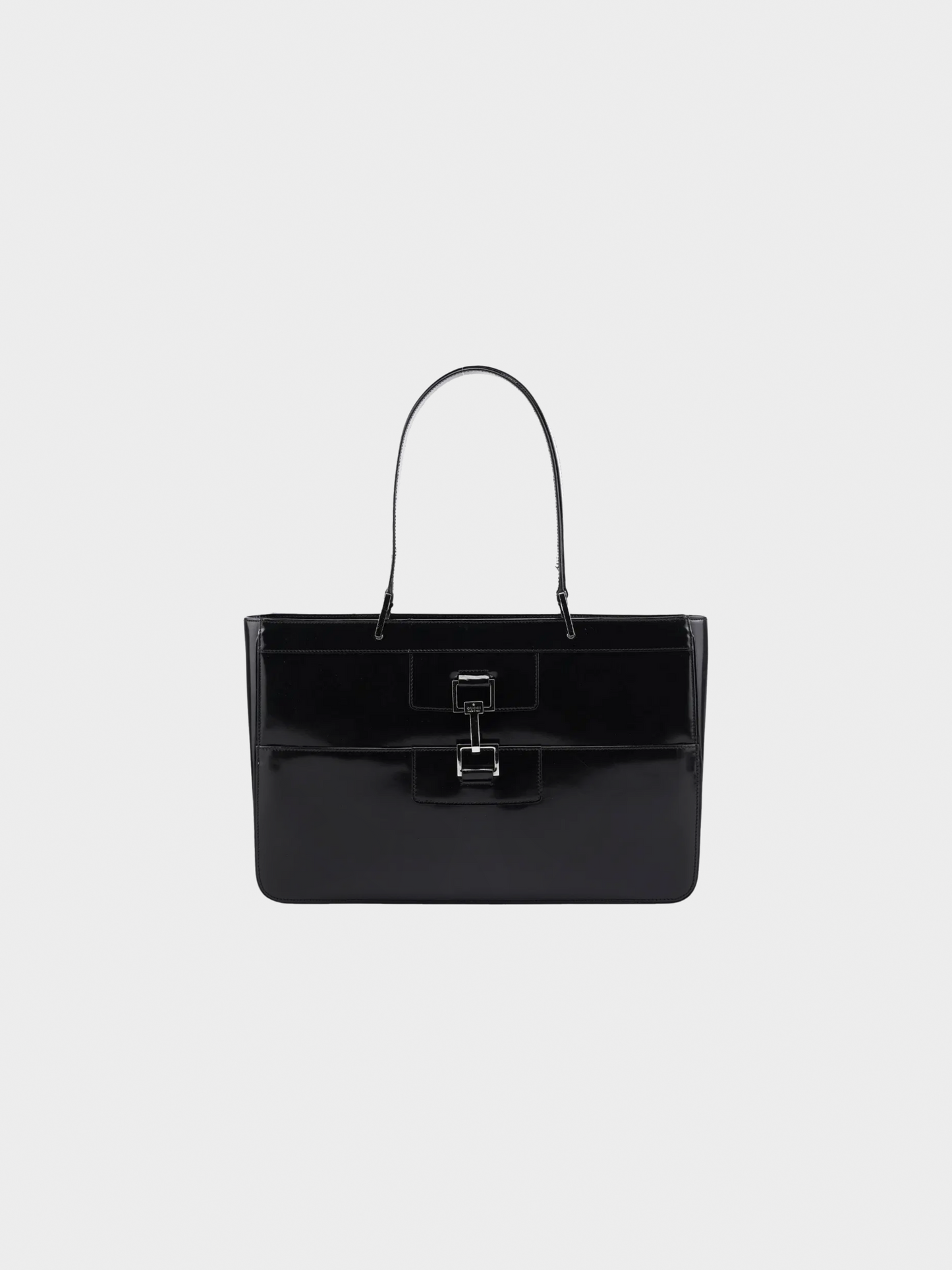Gucci 1990s Black Patent Leather Tote Bag