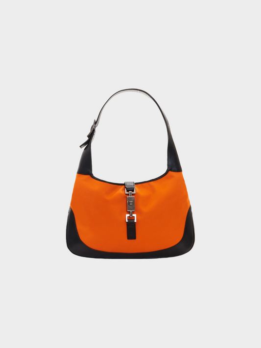 Gucci SS 1999 Orange Nylon leather Jackie hobo bag