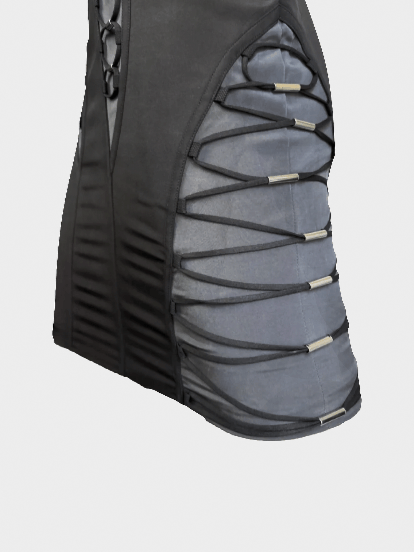 Gucci SS 2010 Black and Grey Silk-Blend Cut-Out Lace-Up Futuristic Mini Dress