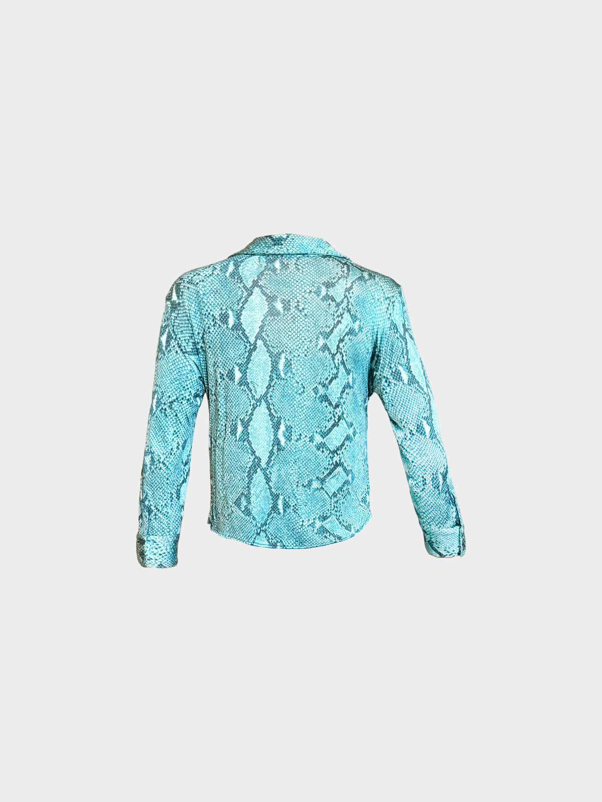 Gucci SS 2000 Blue Python Print Quarter-sleeve Blouse and Pants Set