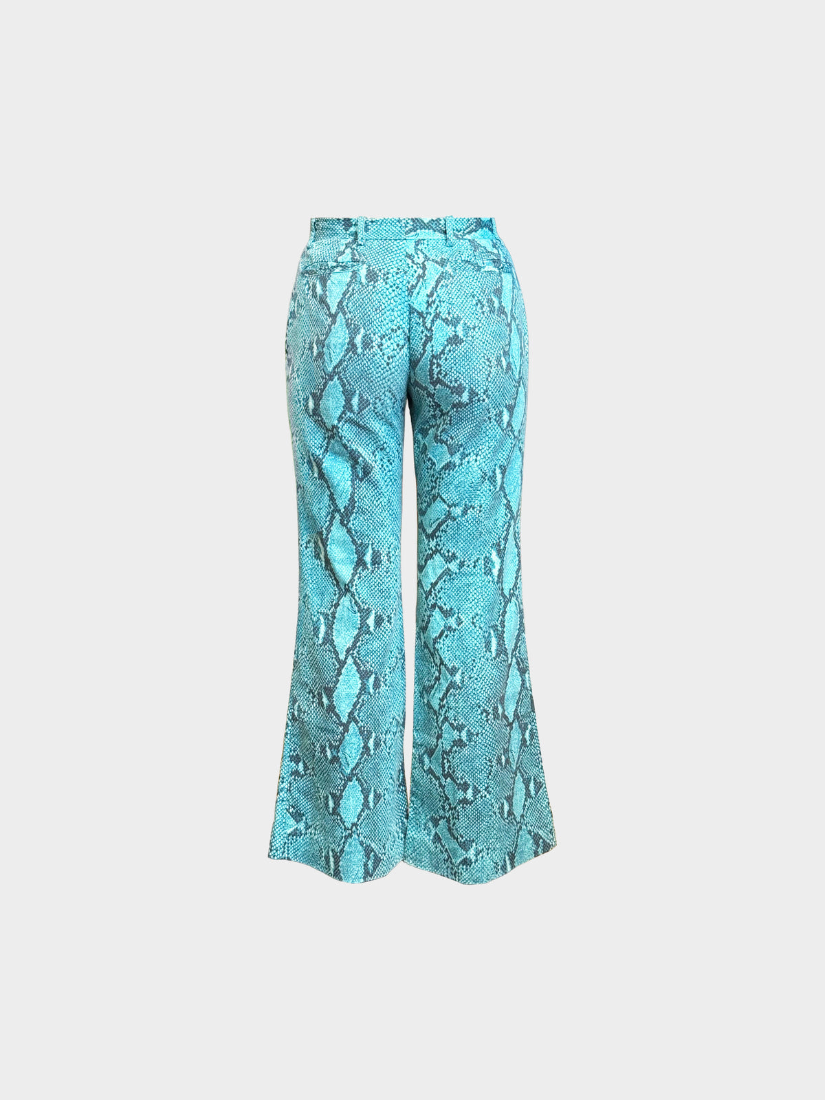 Gucci SS 2000 Blue Python Print Quarter-sleeve Blouse and Pants Set