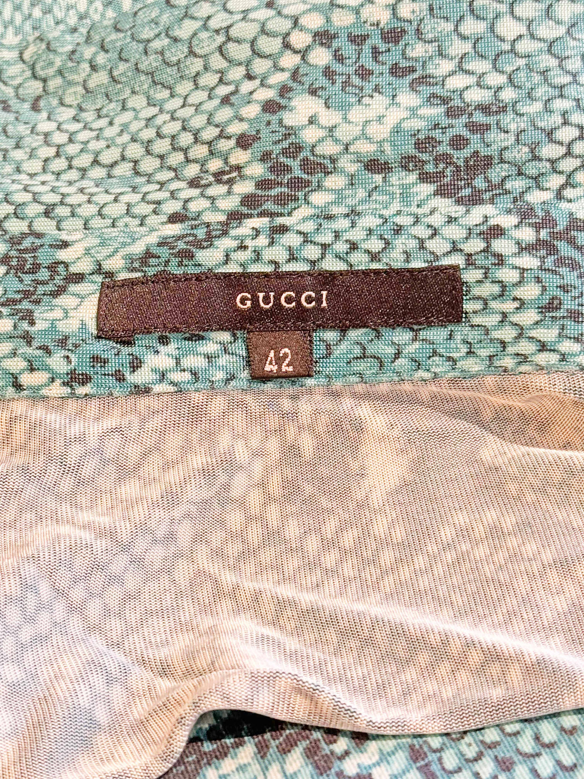 Gucci SS 2000 Blue Python Print Quarter-sleeve Blouse and Pants Set