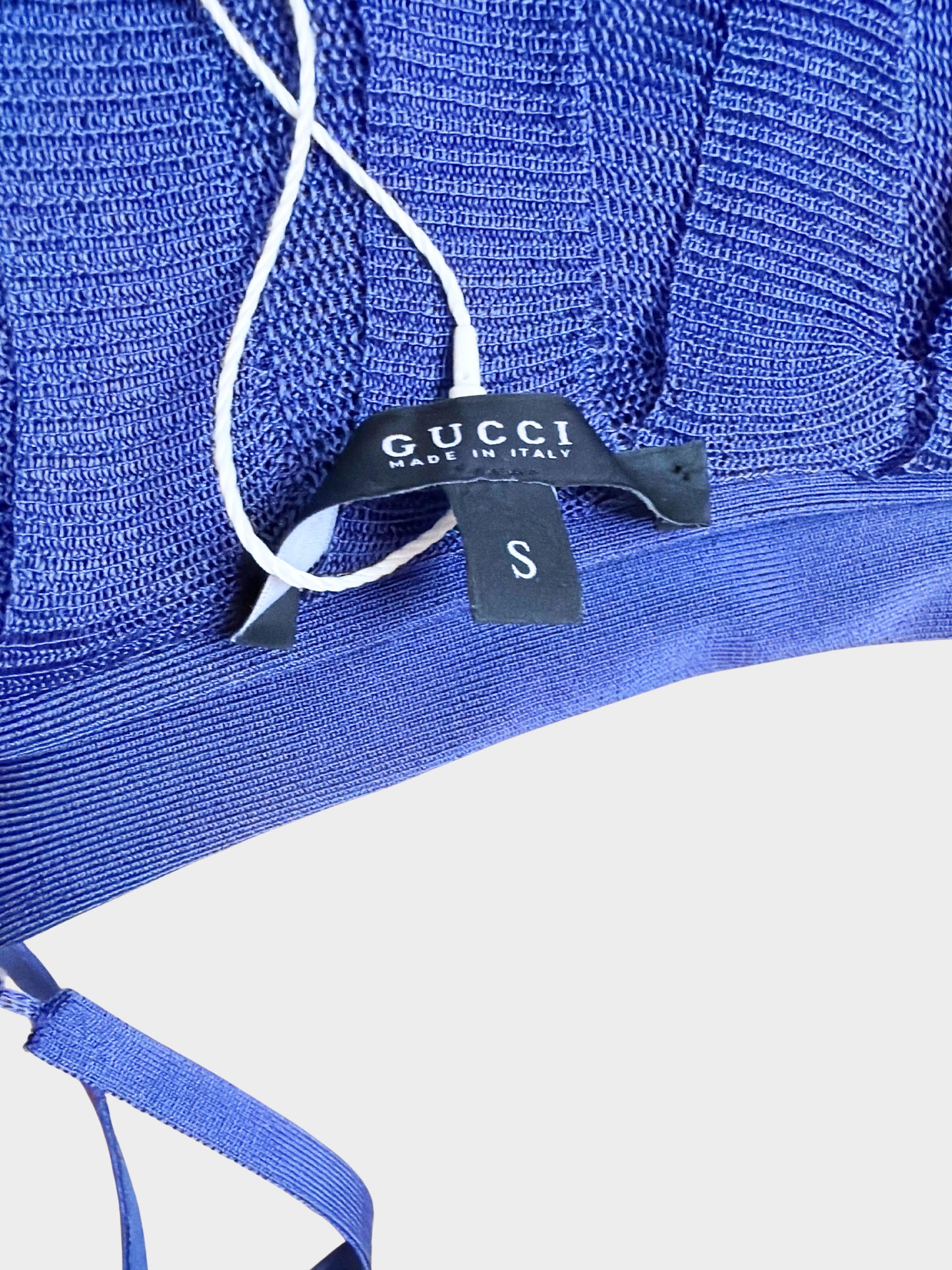 Gucci by Tom Ford 2000s Blue Viscose Knitted Ruffled Dress