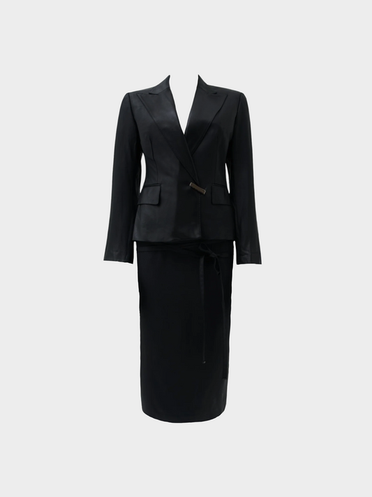 Gucci by Tom Ford SS 2001 Black Blazer and Skirt Suit Set