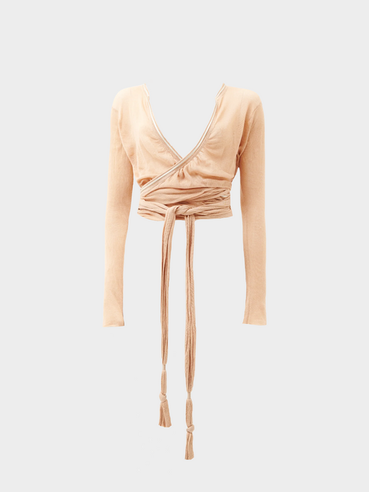 Gucci by Tom Ford 1990s Asymmetric Laced Pink Cardigan
