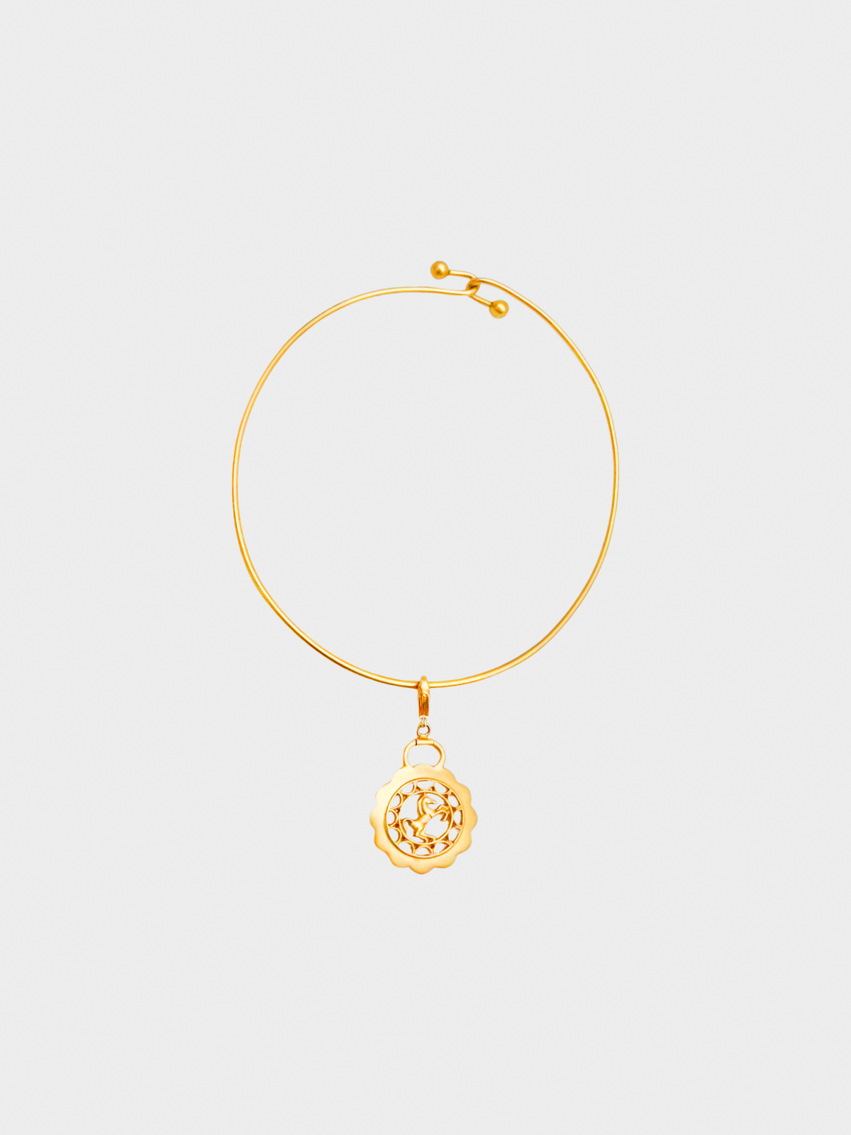 Hermes 2000s Gold Horse Motif Pendant Choker Necklace