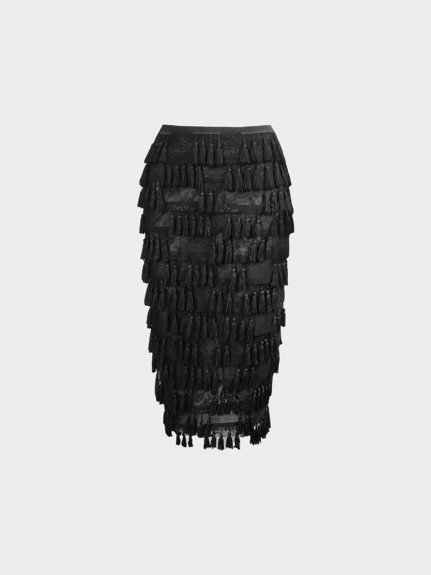 Armani 2000s Black Tassel Tiered Skirt