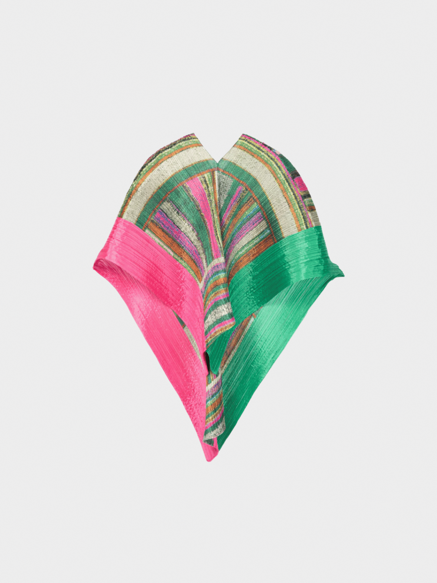 Issey Miyake Pleats Please 2000s Green and Pink Abstract-Print Shawl
