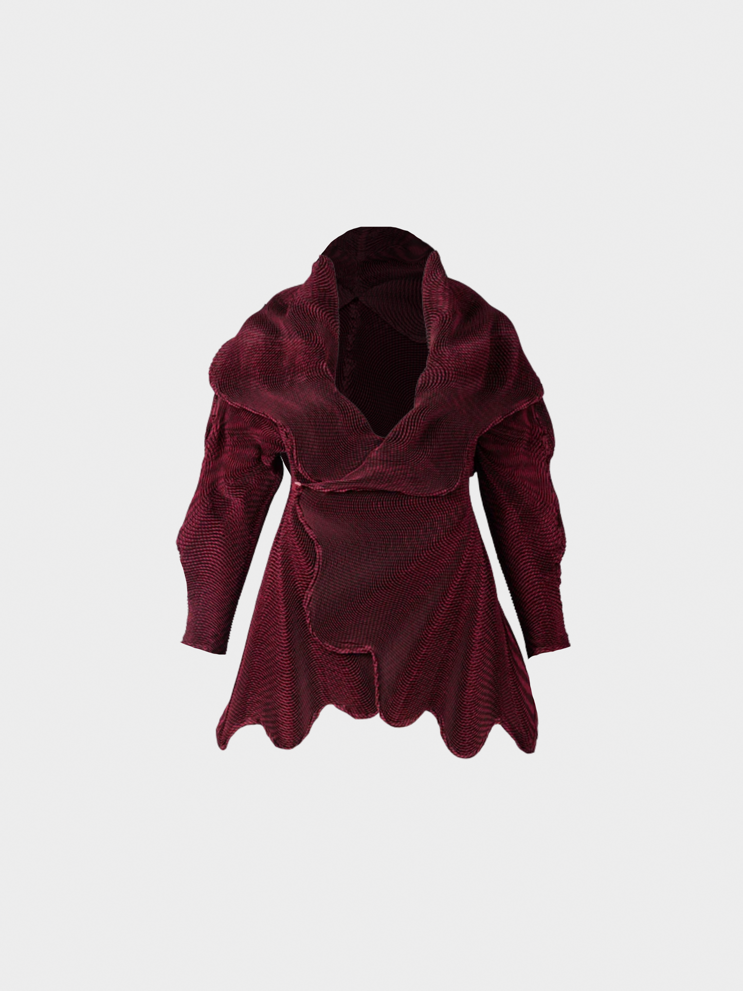 Issey Miyake FW 2017 Pleated Burgundy Sculptural Jacket