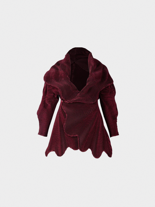 Issey Miyake FW 2017 Pleated Burgundy Sculptural Jacket