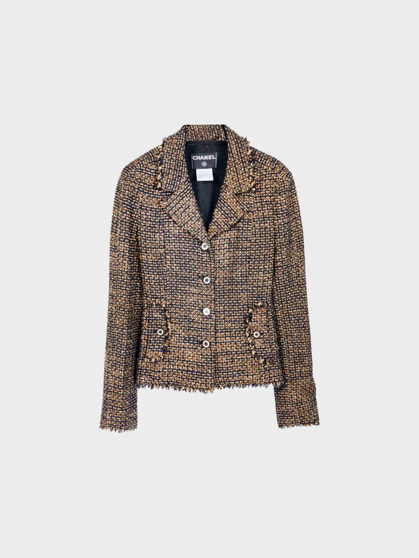 Chanel Métiers D’art 2003 Brown Wool-Blend Tweed Buttoned Blazer