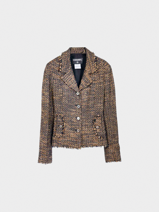 Chanel Métiers D’art 2003 Brown Wool-Blend Tweed Buttoned Blazer