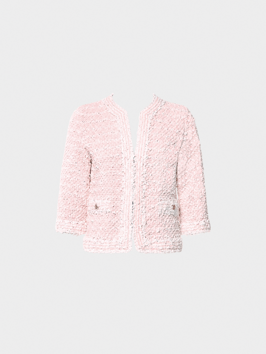 Chanel 2000s Pink Tweed Short Sleeve Jacket