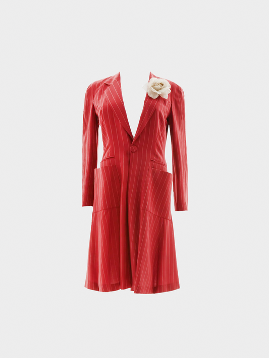 Jean Paul Gaultier SS 1993 Red Pinstripe Wool Jacket