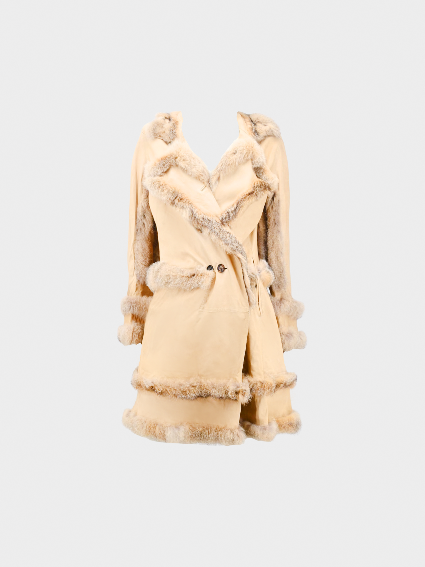 John Galliano AW 2006-2007 Beige Lambskin Leather Coat Dress