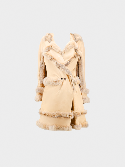 John Galliano AW 2006-2007 Beige Lambskin Leather Coat Dress