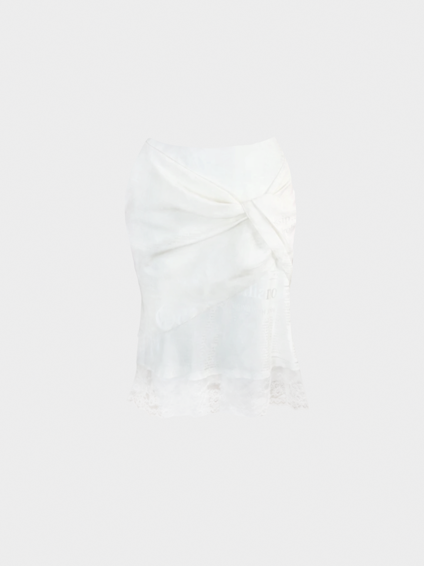 John Galliano 2000s White Silk Newspaper Skirt