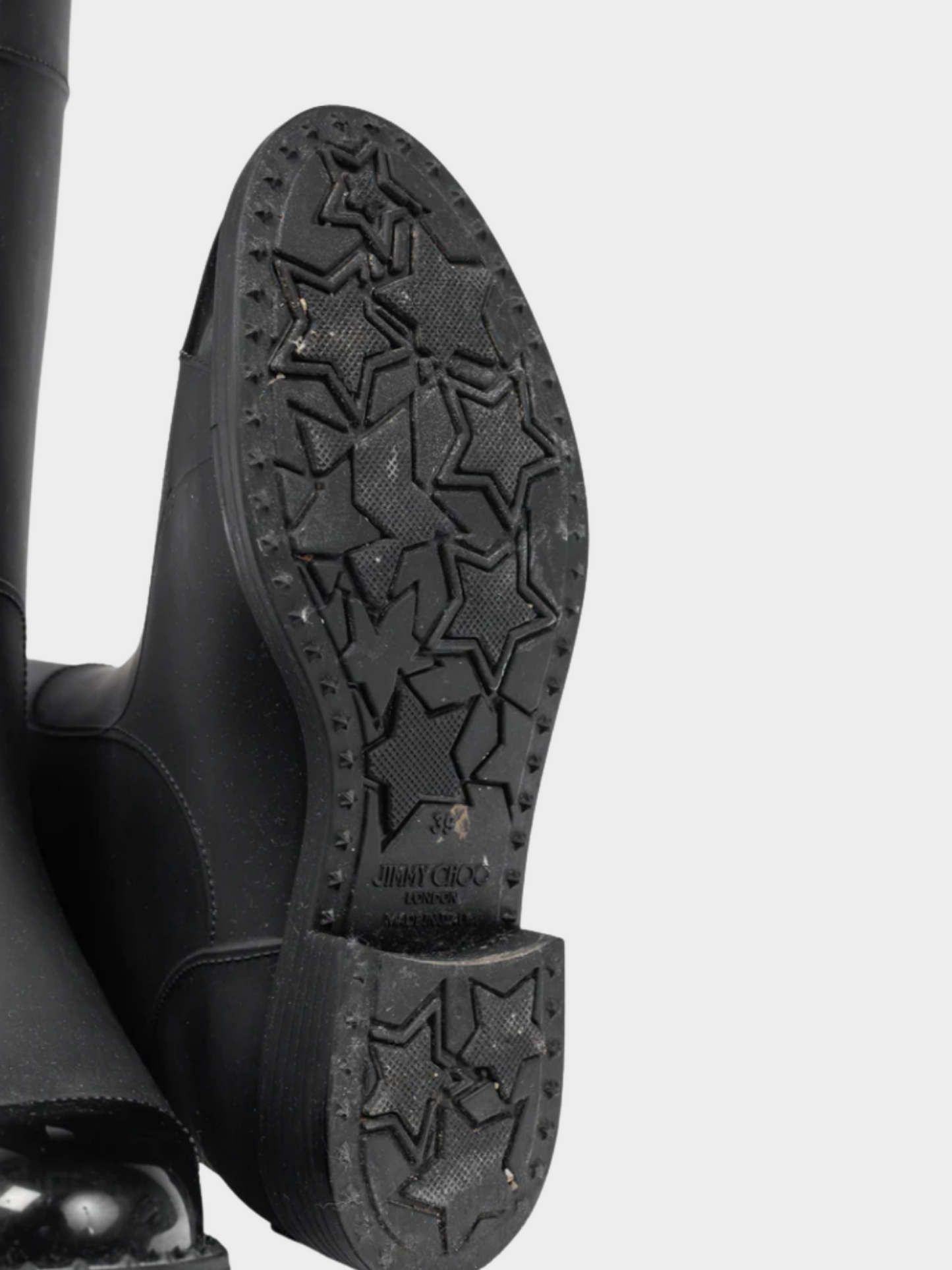 Jimmy Choo 2018 Edith Black Rubber Cap-Toe Rain Boots