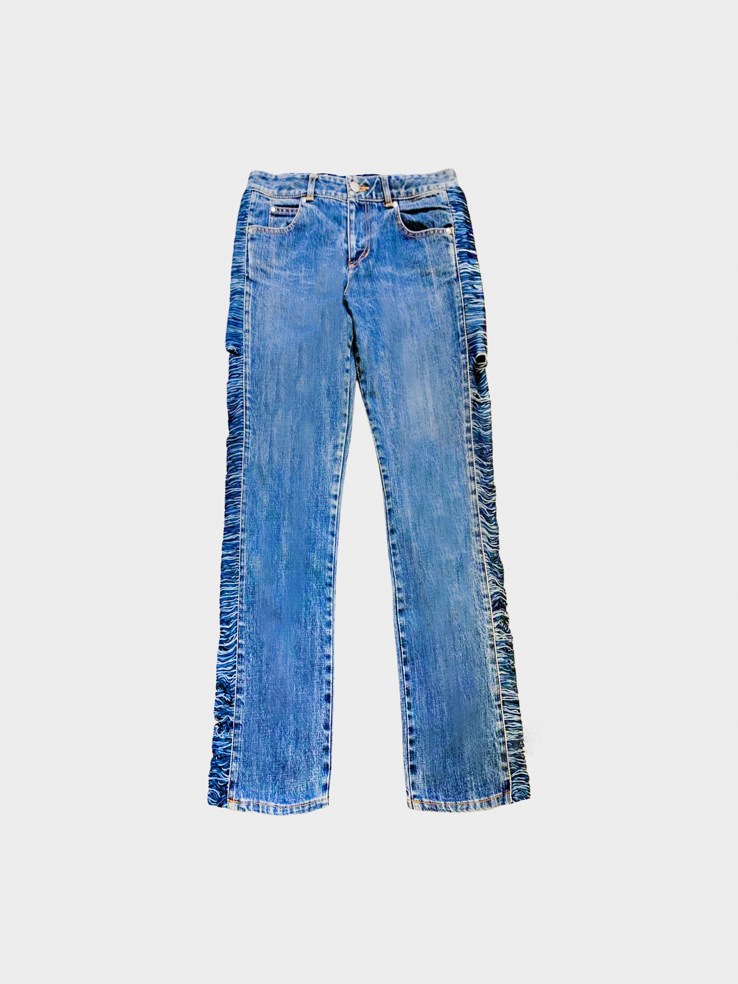 Jean Paul Gaultier 2000s Blue Denim Fringe Jeans