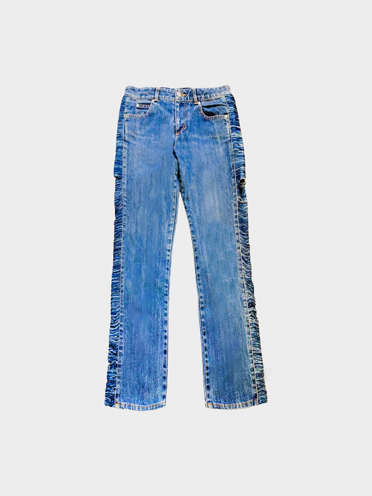 Jean Paul Gaultier 2000s Blue Denim Fringe Jeans