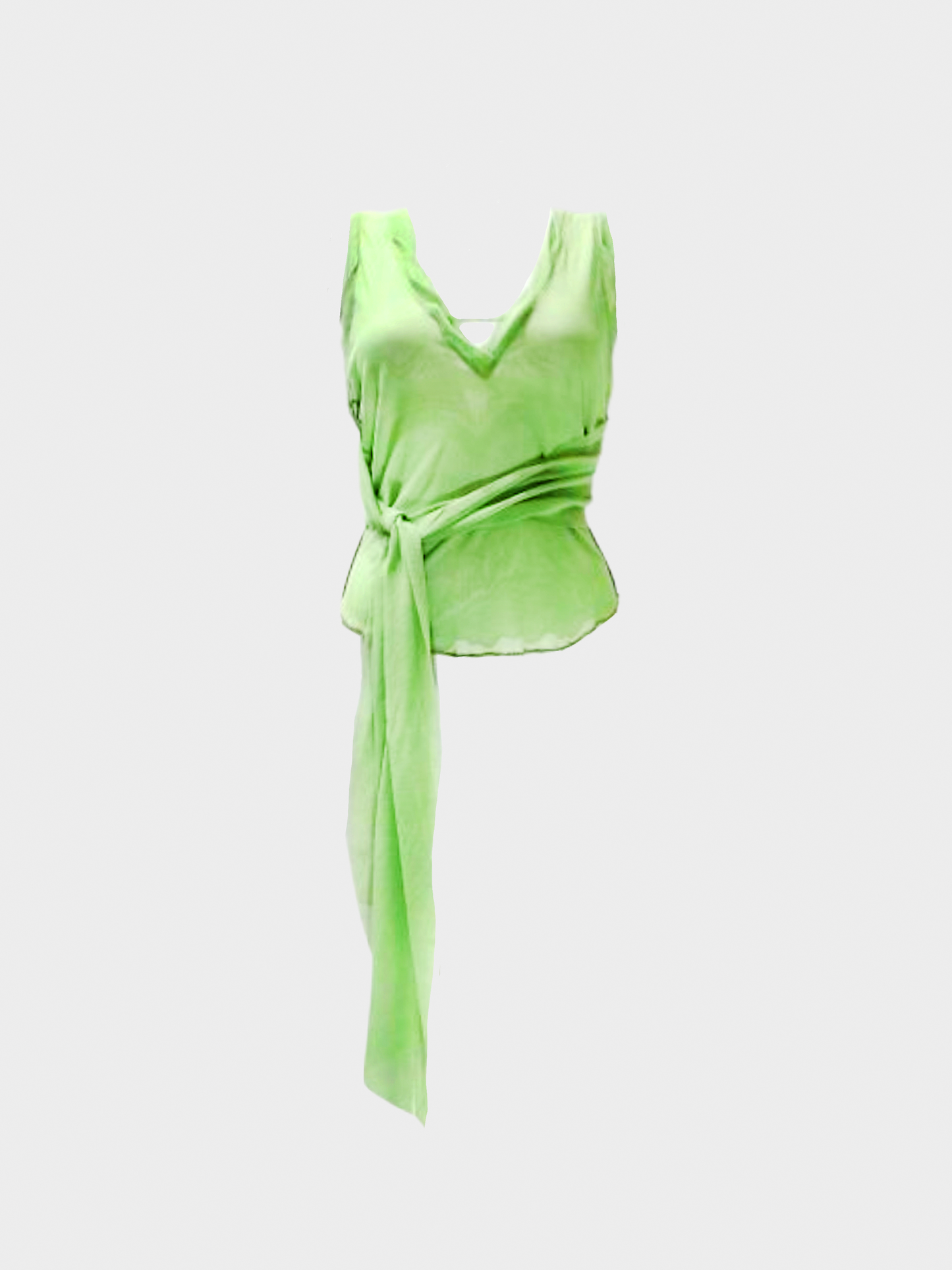 Jean Paul Gaultier 2000s Green Mesh Tie Up Top