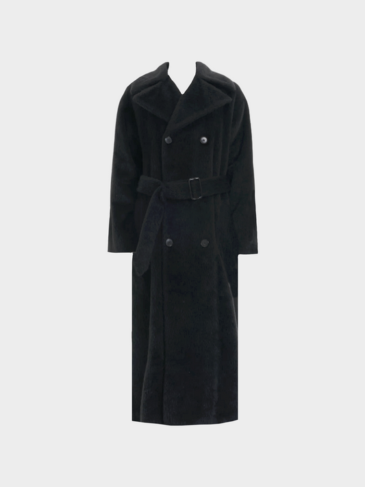 Jean Paul Gaultier 1990s Black Alpaca Wool Double Breasted Coat
