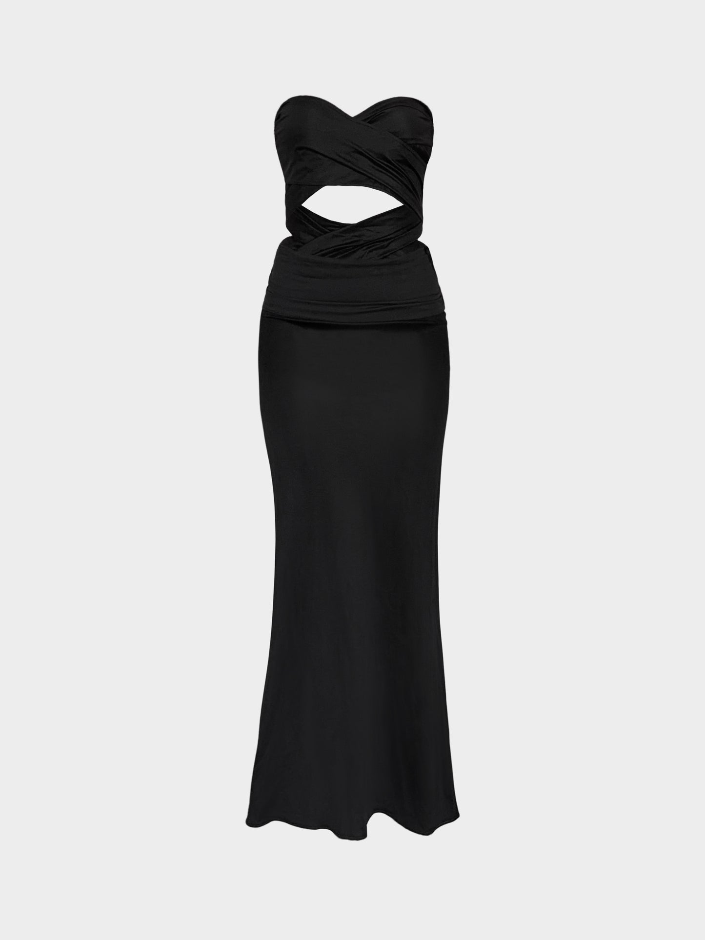 Jean Paul Gaultier 1990s Black Tie-up Silk Maxi Dress/Skirt