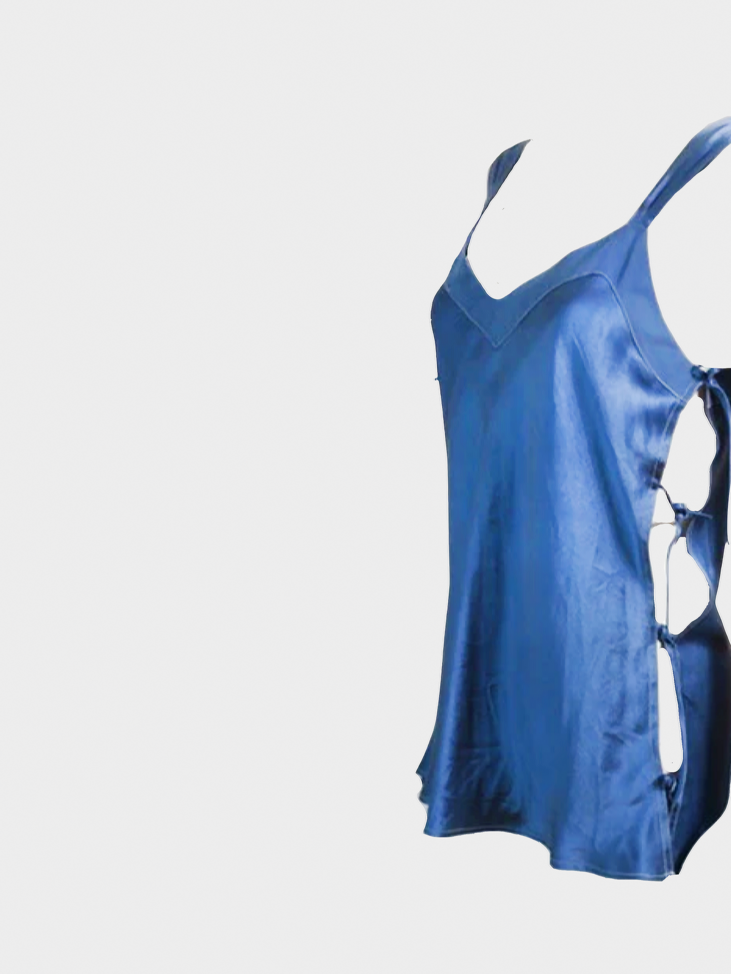 Jean Paul Gaultier 2000s Blue Silky Tie Detail Top