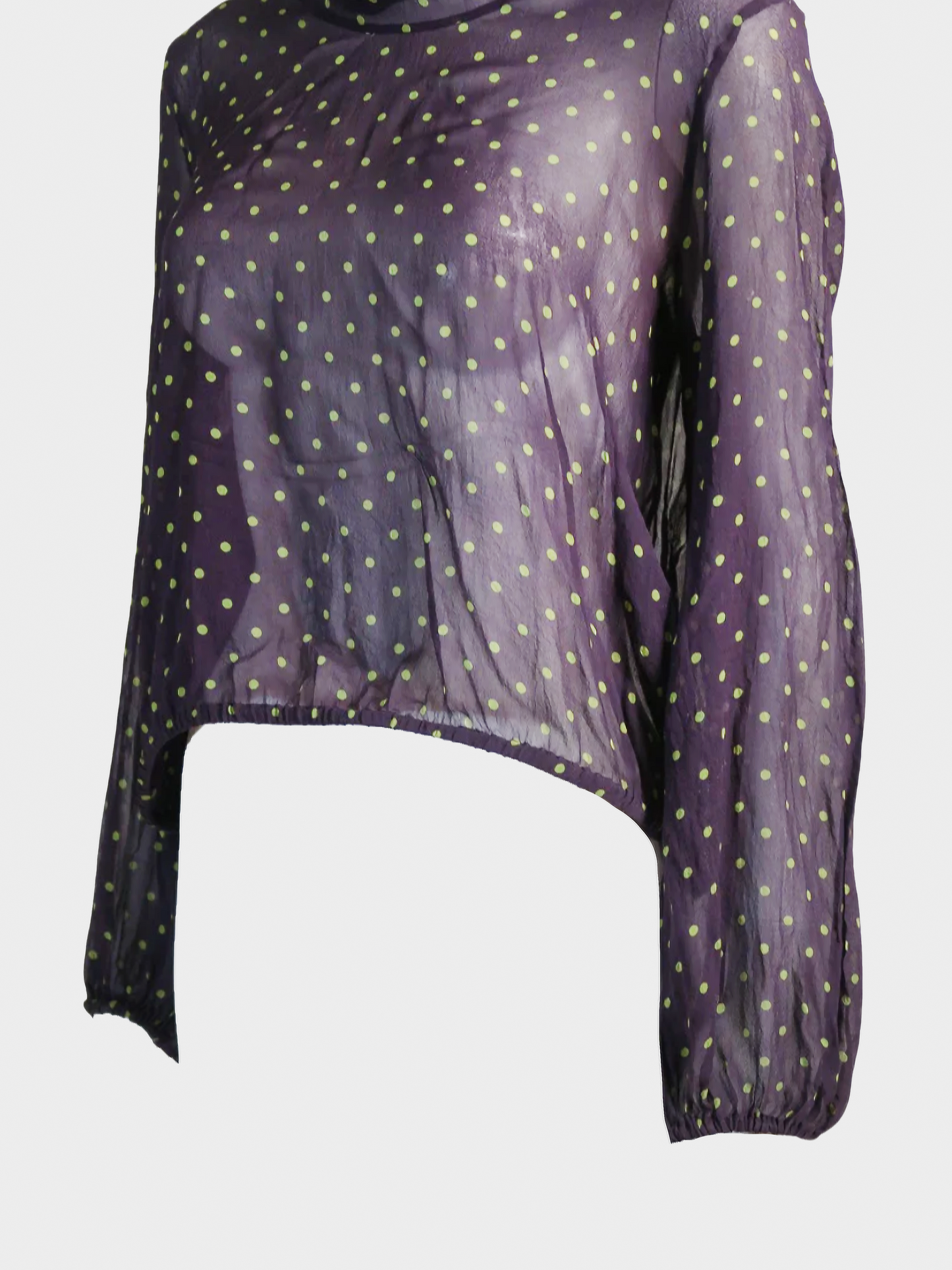 Jean Paul Gaultier 2000s Hooded Plum Silk Long Sleeve Top