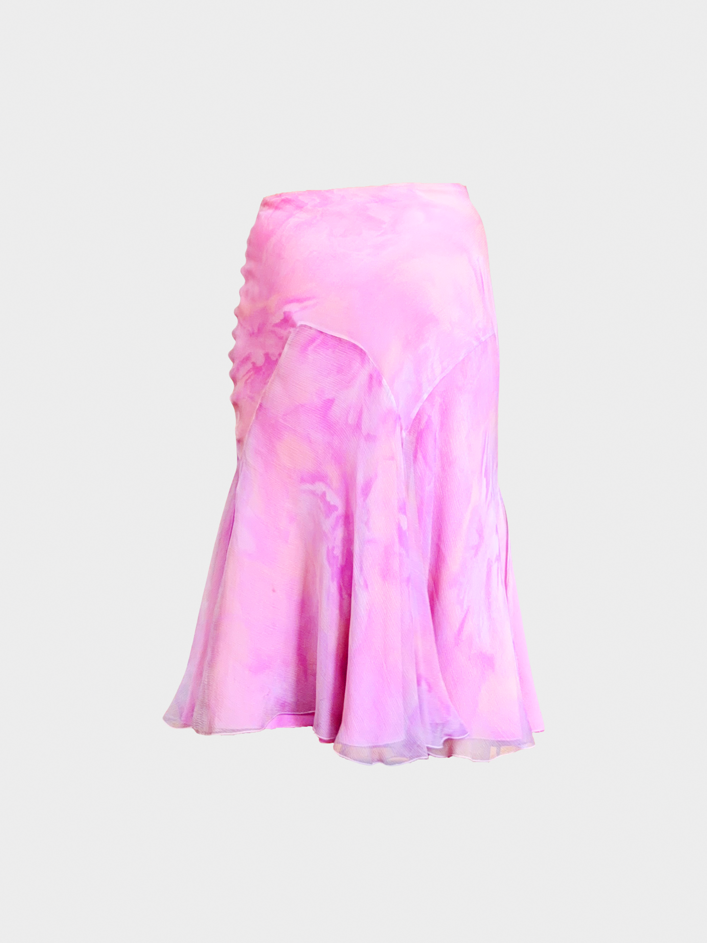 La Perla 2000s Pink Silk Tie-Dye Midi Skirt