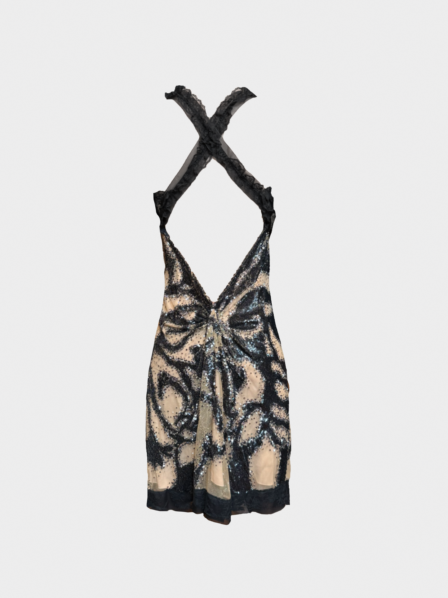 La Perla 2000s Black and Nude Sequin Midi Dress