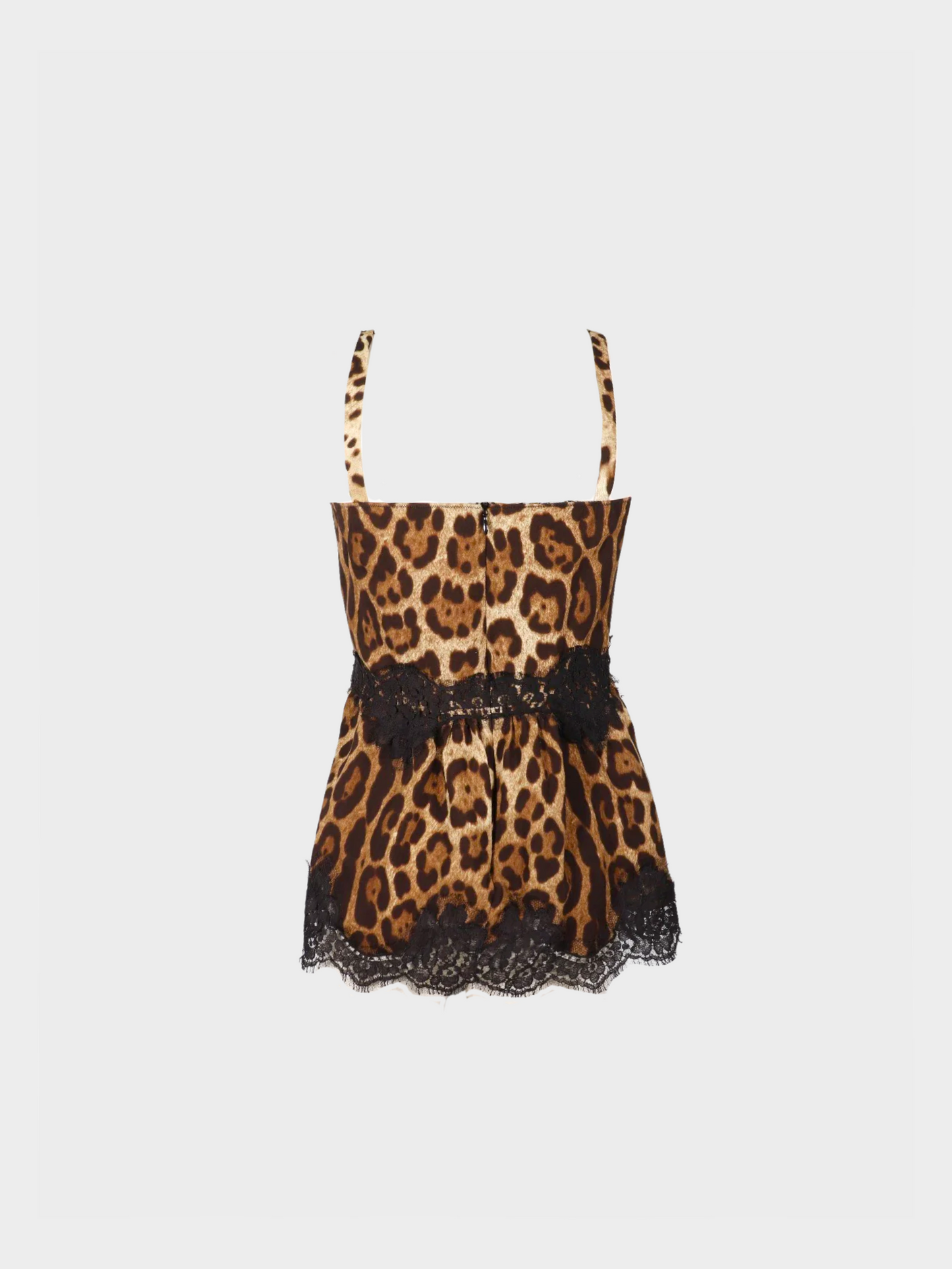 Dolce and Gabbana 2010s Leopard Print Silk Lace Top