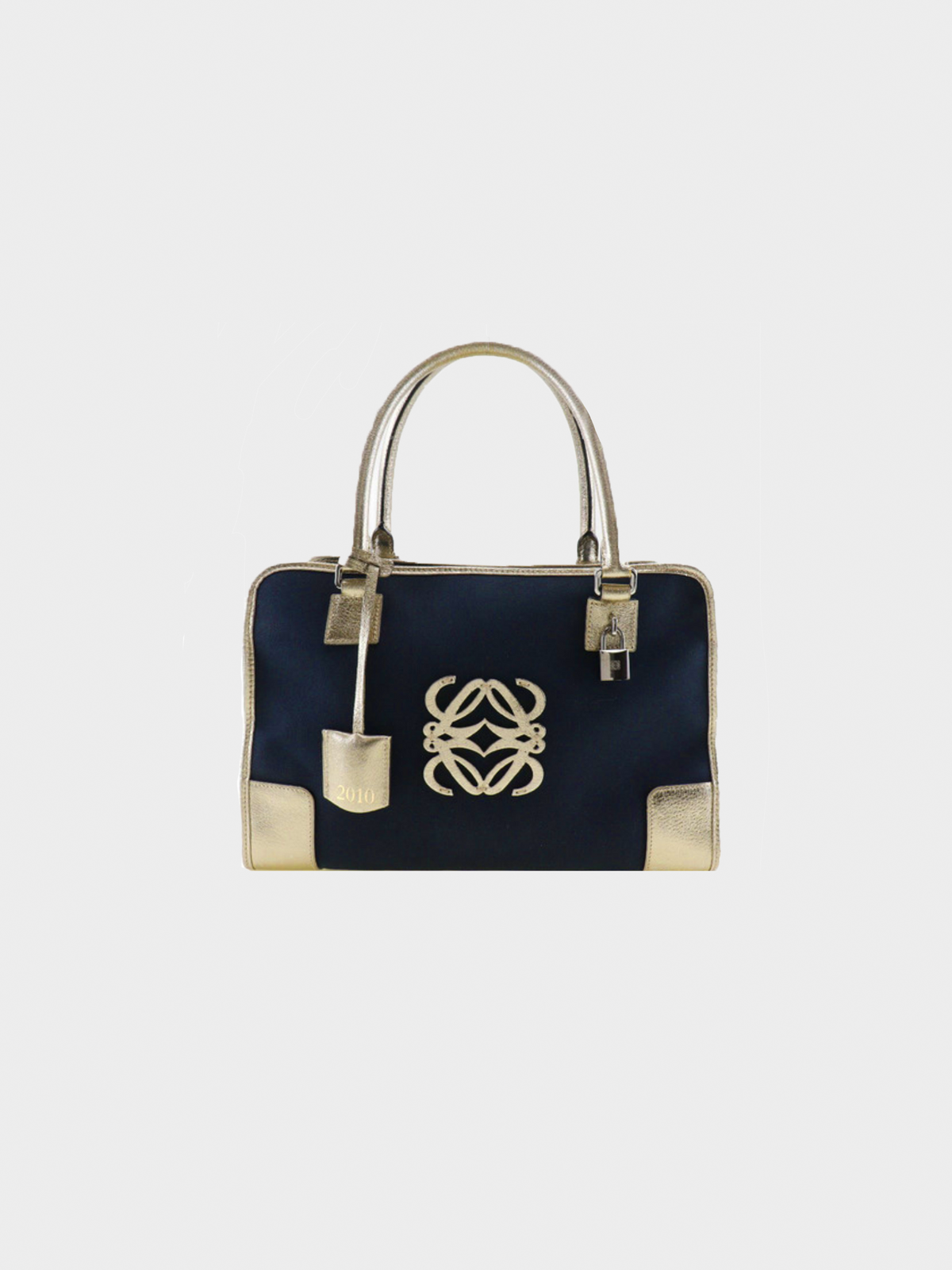 Loewe 2000s Gold and Denim Canvas Handbag