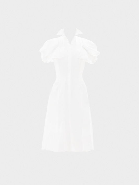 Alexander McQueen 2010s White Cotton Shirt Midi Dress