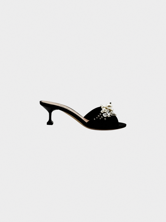 Miu Miu 2010s Black Pearl Mules
