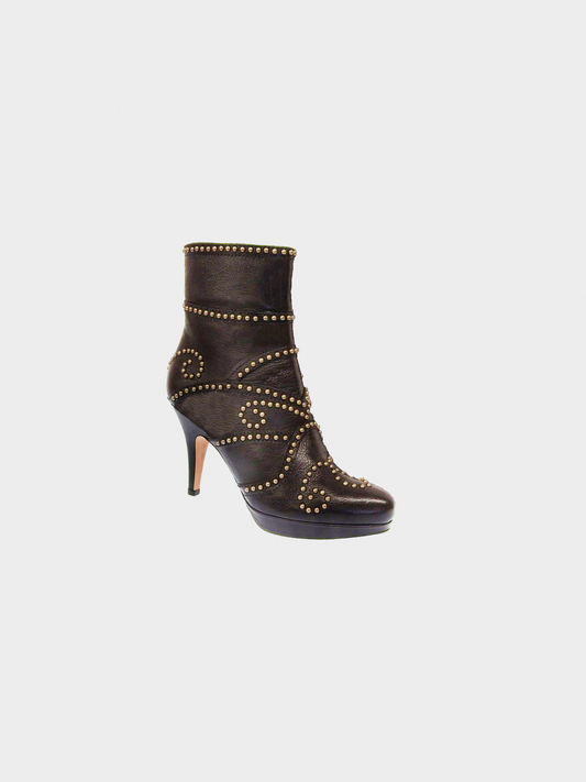Miu Miu 2000s Brown Studded Boots