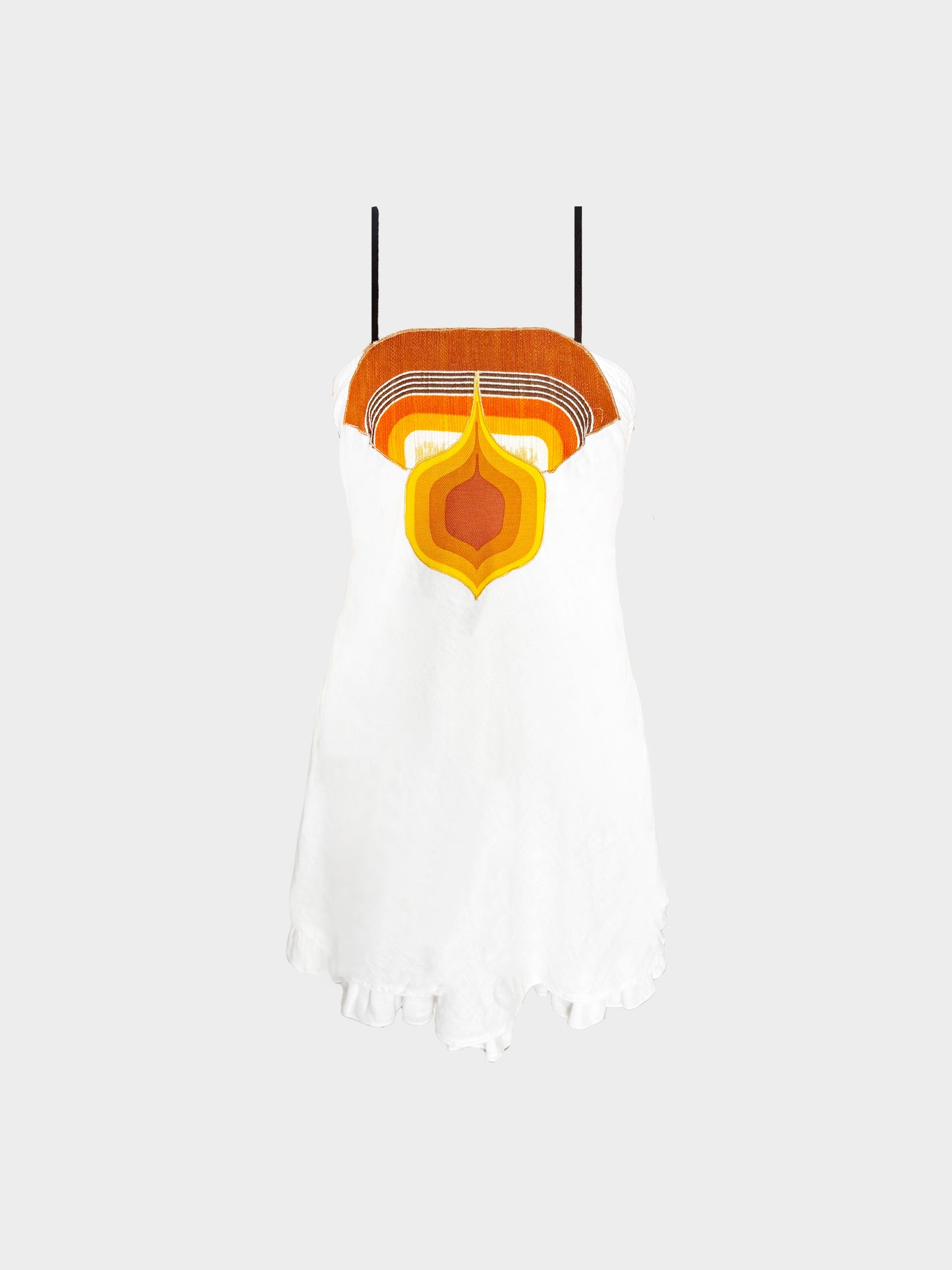 Miu Miu SS 2005 White Cotton Linen Abstract Print Dress