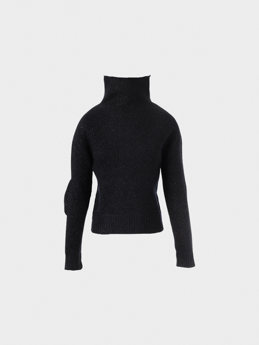 Maison Martin Margiela AW 1999 Black High Neck Wool Top