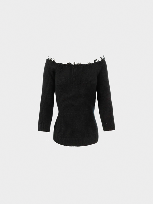 Maison Martin Margiela AW 2001 Black Off Shoulder Top