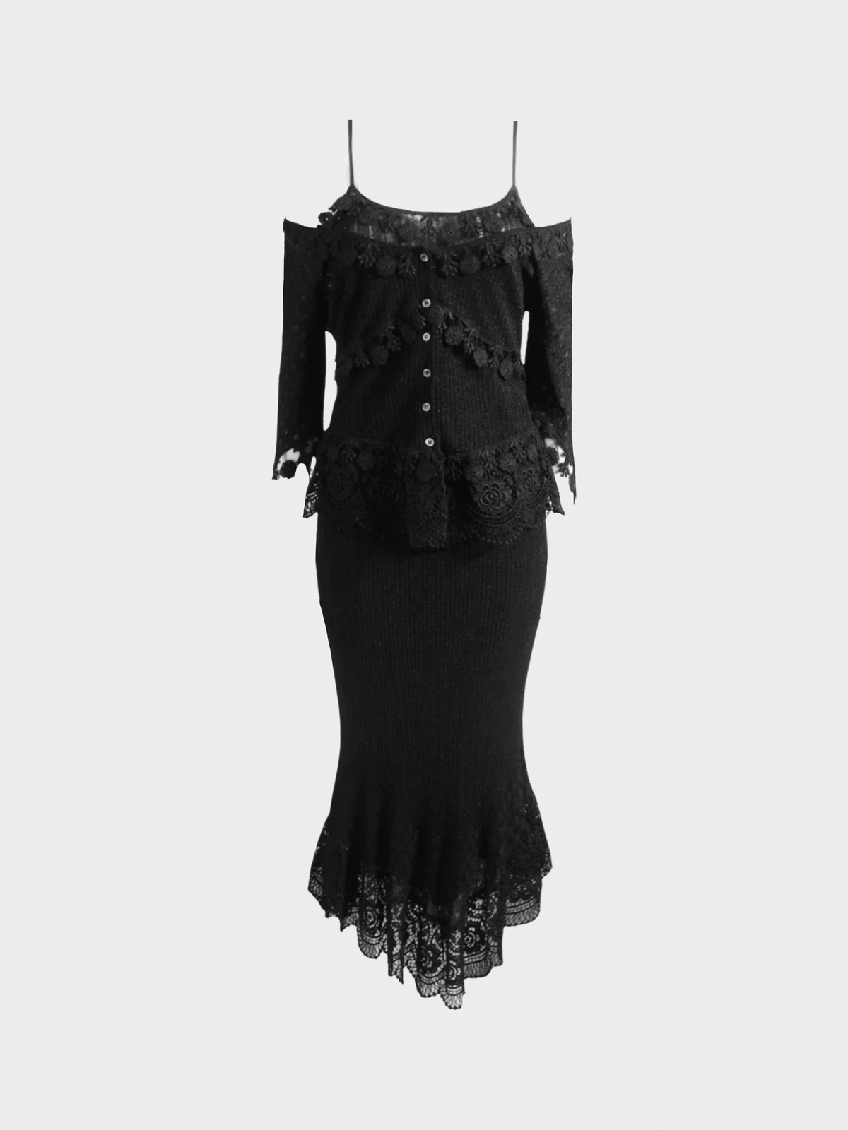 Moschino 1990s Black Knit Dress and Cardigan Set