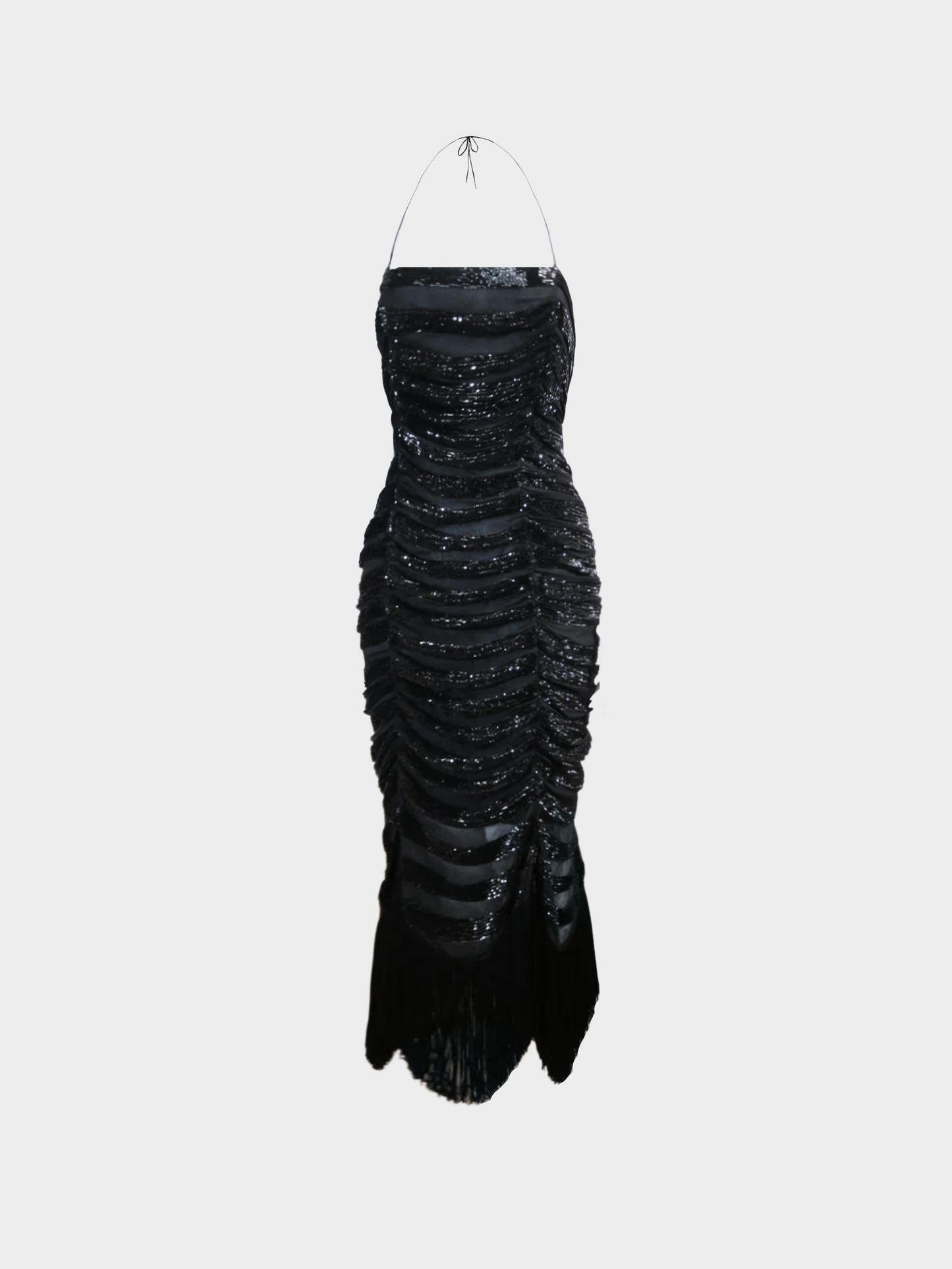 Moschino 1990s Black Beaded Halter Dress
