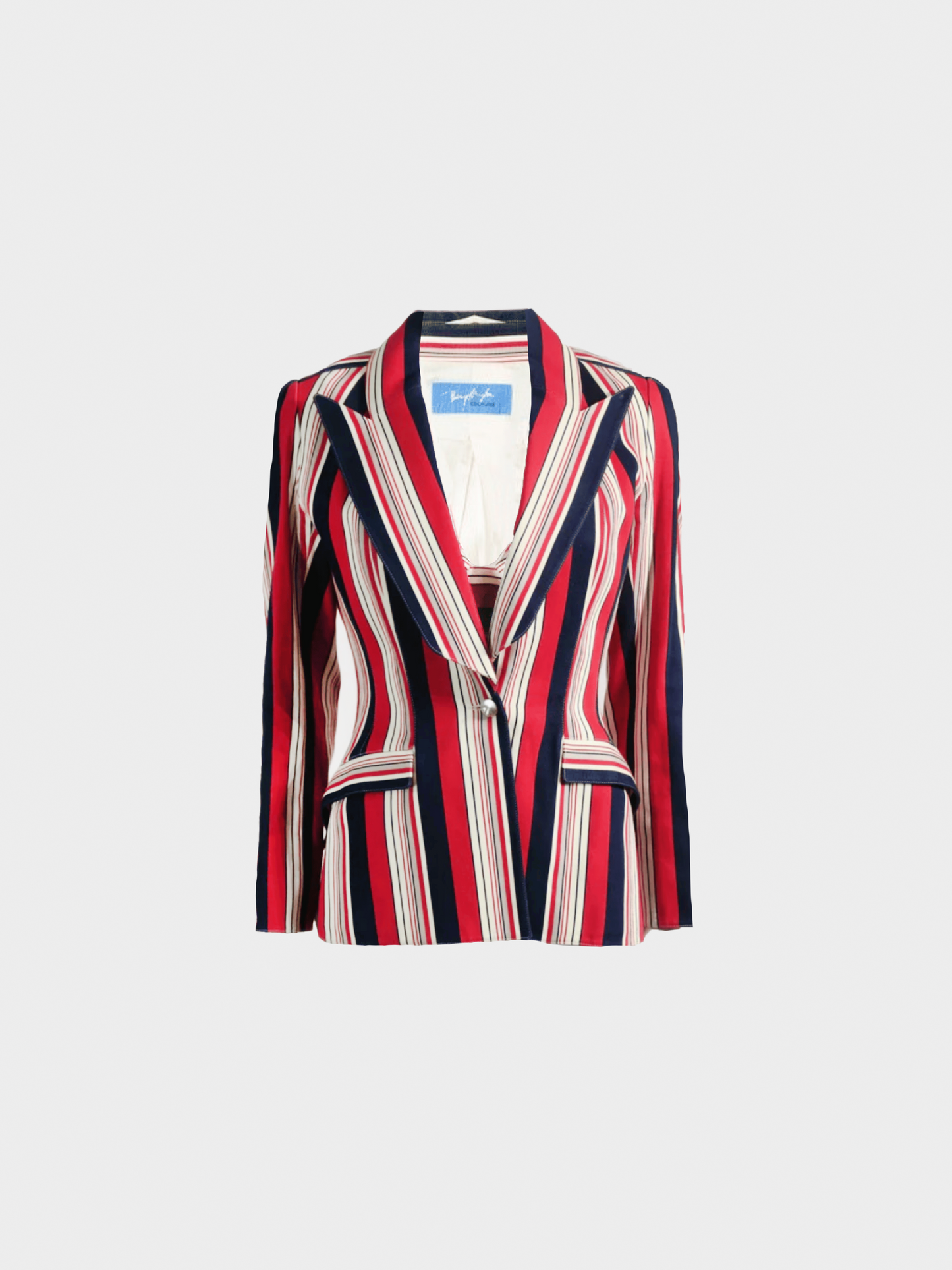 Thierry Mugler Couture 1980s Multicoloured Striped Blazer and Bralette Set