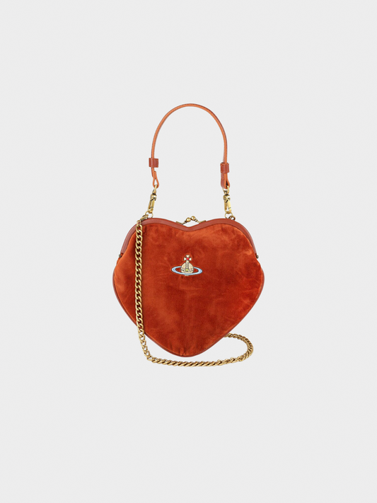 Vivienne Westwood 2010s Burnt Orange Velvet Heart Handbag